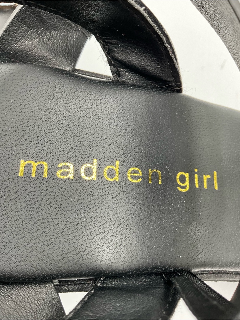 Madden Girl Sandals Size 6.5 Black Gem-Embellished Chunky Platform - Picture 2 of 8